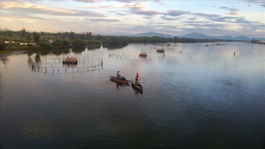 View from the bridge at the dam between Cam Kem 