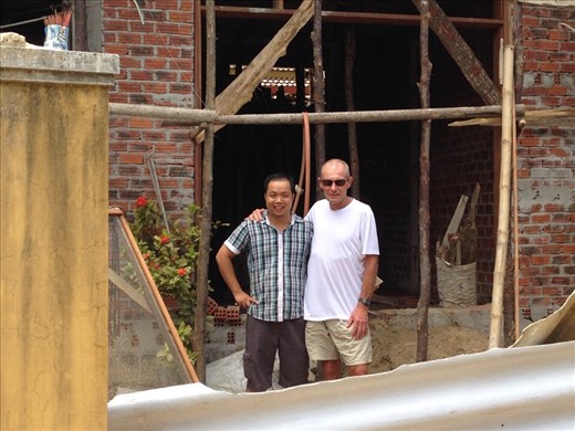 Kevin with our friend Dong at his new house he is building