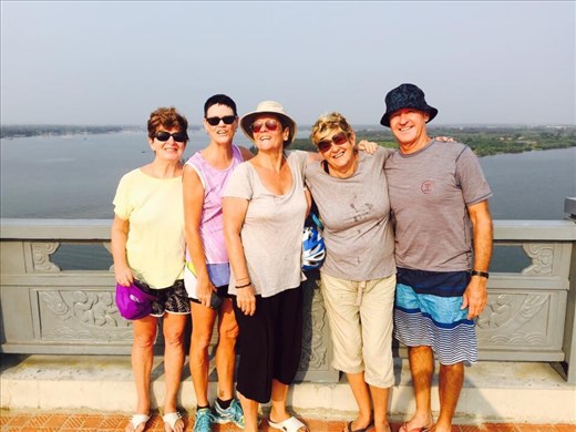The gang that went bike exploring. Susie, Monika, Jean-Ann, Peter. David took the photo from on top of the new bridge