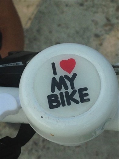I Love My Bike bell comes in very handy when crossing intersections. Ring, ring