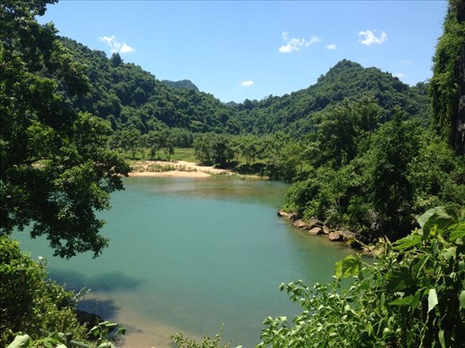 Scenery looking down after walking out of Phong Nha Cave