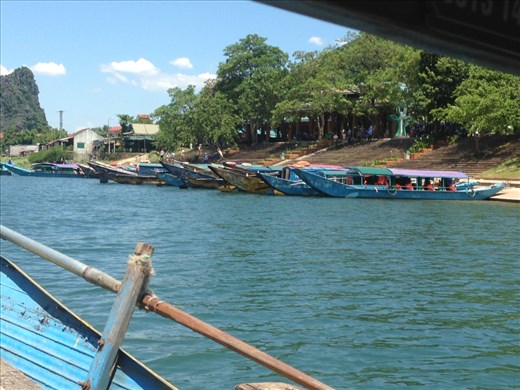 Looking back at boats when we left for phong Nha Cave 