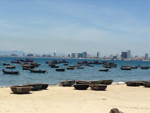 Looking back from fishing village to Danang from Lady Buddha