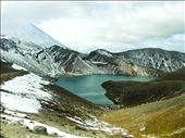 Clouds shrowd Mt. Ngharahoe with Upper Tama Lake at it's base.: by wheelscr, Views[349]