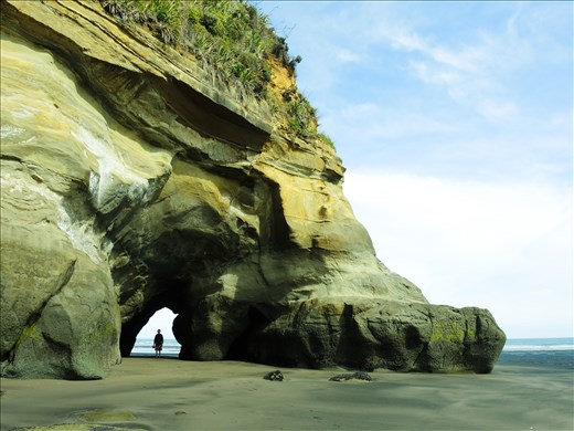 Sea water carved tunnels out of rock, creating The Three Sisters