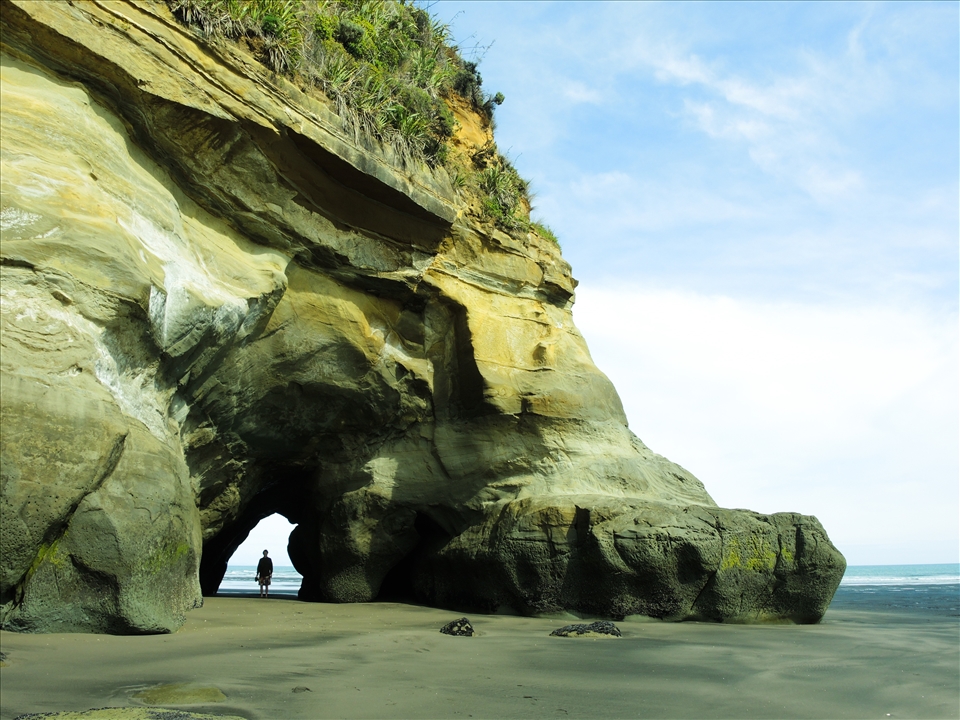 Sea water carved tunnels out of rock, creating The Three Sisters