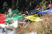 Nepal Pray Flags feature constantly throughout the Himalayas. Sherpas tie the flags to bridges and shrines that speckle the landscape as prayers to the five elements (sky, air, earth, water and fire) for a safe journey: by whylackie, Views[570]