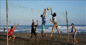 Several youth were playing beach volleyball. they were a fisherman and they are playing volleyball for waiting off to the sea.: by wildan, Views[1209]