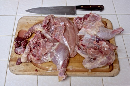 Gutting the chicken is not for the feint of heart.