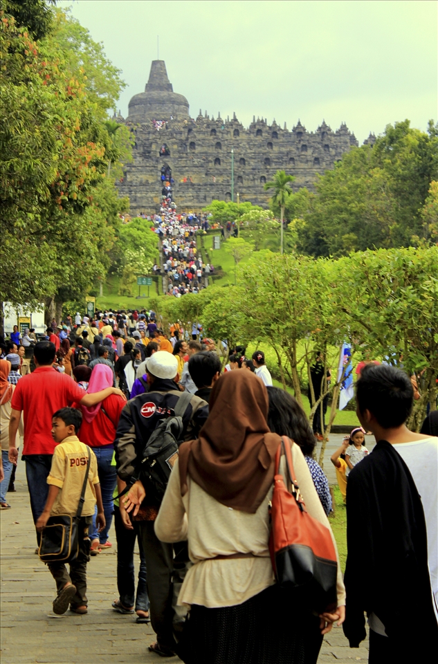 The Arrival - Tourists came to visit Borobudur Temple to experience Vesak Day