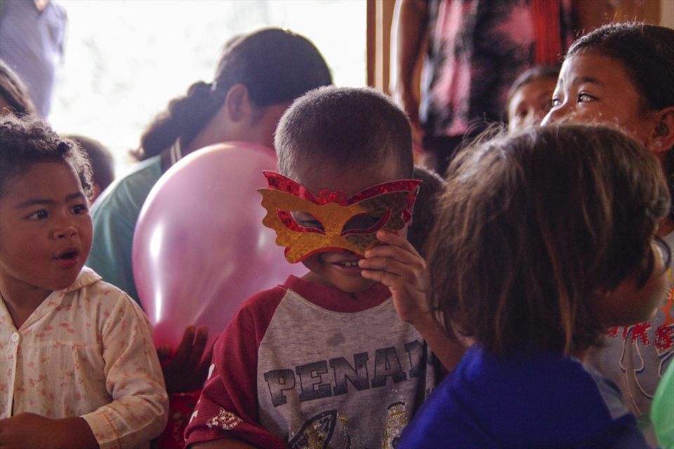 Young children expressing delight over our simple gifts.