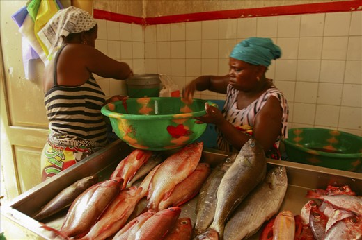 The fishing market in   Plato (Praia, Santiago   island) is located in a small 