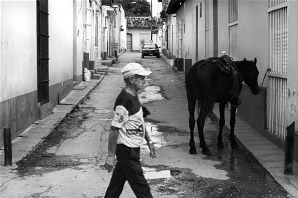 In Cuba you can find people walking in the middle of the street, cars parked anywhere, horses tied at the windows along the sidewalk, because the street is for everyone and everything.