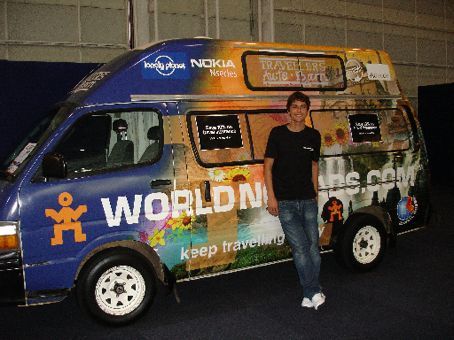 Rob & the Ambassador van at the Sydney Backpacker expo