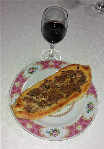 Pide and wine