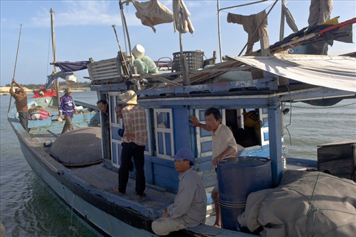 Fishermen on the fishing boat, Hoi an, Vietnam 2013
