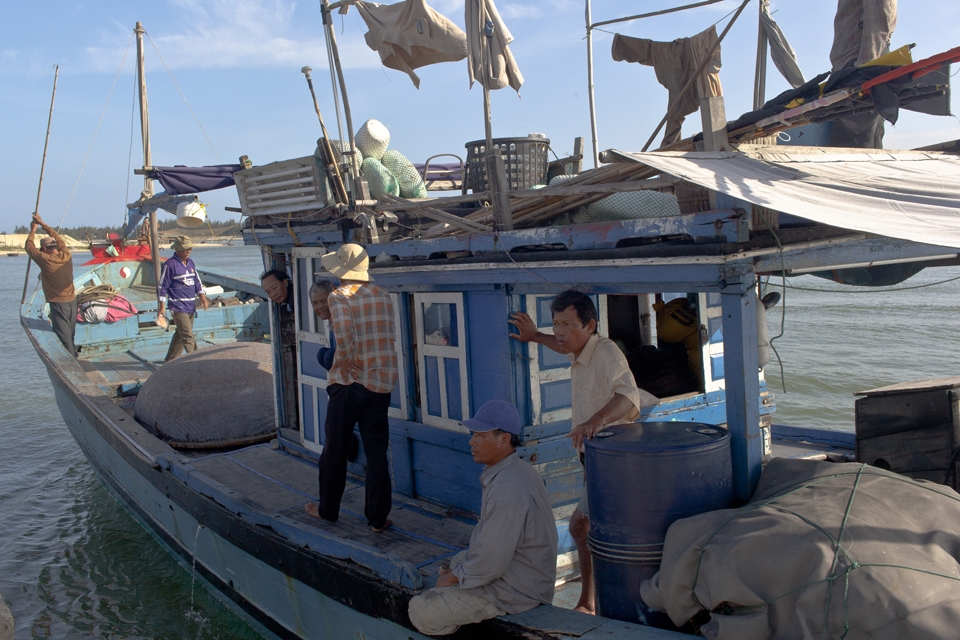 Fishermen on the fishing boat, Hoi an, Vietnam 2013
