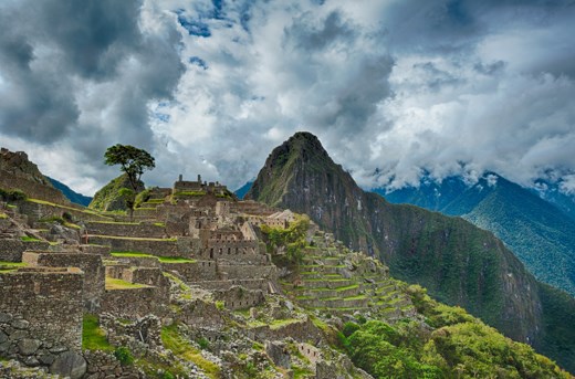 Machu Picchu, Peru, right before a stormy rain shower