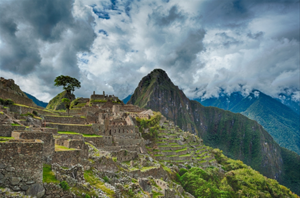 Machu Picchu, Peru, right before a stormy rain shower
