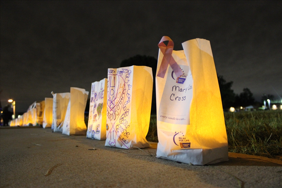 Candle lit Memorial from the Cancer Walk