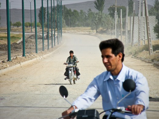 Driving in Iran is an issue only available for brave people. The chaos of the traffic hits you up as soon as you take a taxi at Tehran's airport.. You could think that this is normal for a city of almost 20 millions of inhabitants but later you will discover that this happens everywhere in Iran. There are thousands of motorcycles around the country. The kind of cycles shown in this pic is the most viewed since bigger ones are forbidden in Iran. Only policemen can drive the motorcycles with powerful engines.