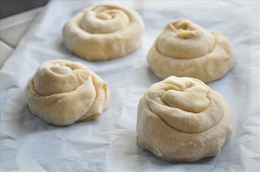 Ensaimadas ready to go into the oven... I can smell them already!