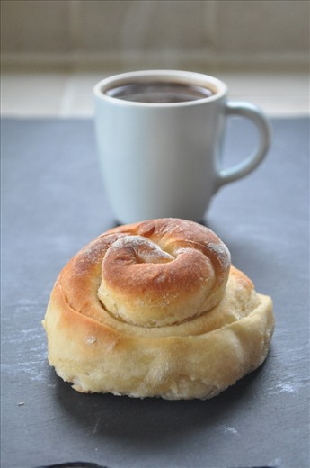 Freshly baked ensaimada with coffee... mmmmmmm