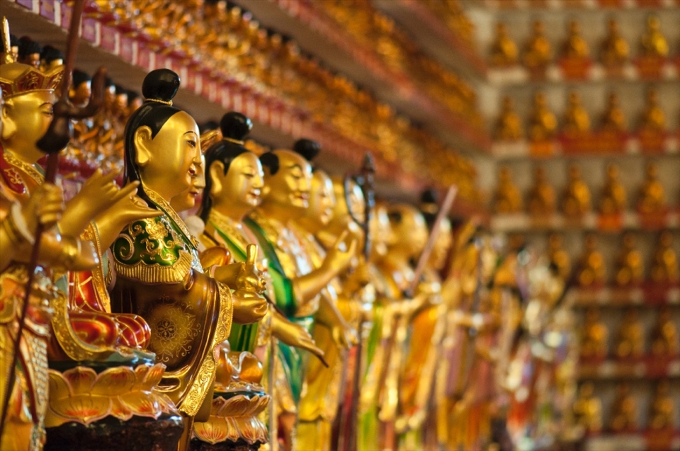 There's a divinity for every one at the Ten Thousand Buddahs Monastery, so no need to choose which is going to protect you.