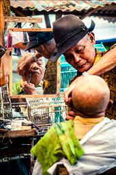 The market also provides various kinds of services, from haircut, clothes sewing, and medications, until only fix gas lighter. The most interesting for me while seeing how barber give his best service to all customers. Even only using simple tools and gets placed under a shade tree, but he always provides his best service and hospitality to every customer.: by yogayudistira, Views[238]