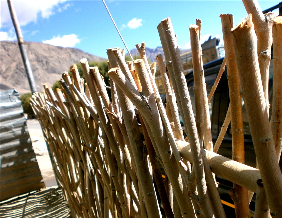 Exquisite wood fencing added to the Greatness of the Himalayas.