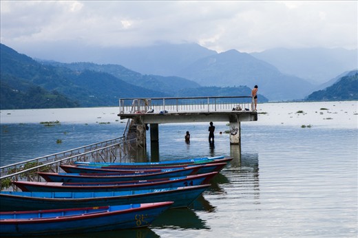 Colorful boat ride in Phewa lank at the late afternoon