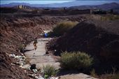 A stray dog wanders along a water trench on the outskirts of San Pedro.: by yourfriendmattg, Views[253]