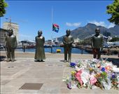 Flag at half mast and flowers at the V&A Waterfront in Cape Town in tribute to Nelson Mandela.: by yvonnebooth, Views[562]