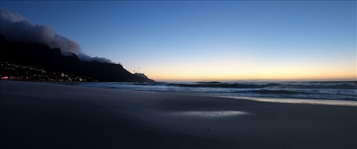 Sunset on Camps Bay beach, Cape Town.