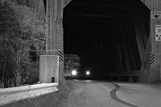 To cross a big stream out in the middle of the country  just outside of Hampton, New Brunswick, you must take numerous covered bridges. It's so relaxing out there, no a bit of traffic to stress you out. Just the roads and the views.