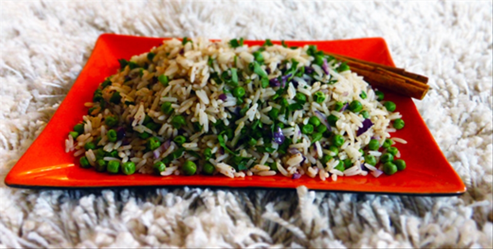 Pilau on the presentation plate.