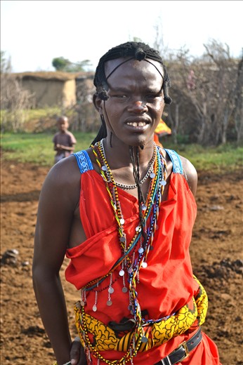 Masai moran adorned with beautiful beads - representing his culture 