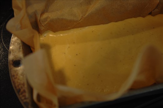 Welsh Rarebit in the loaf pan ready to be cooled