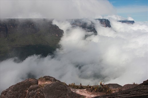 A prehistoric island in the sky  --  
Roraima, soaring more than 8,000 feet into the clouds, is like a prehistoric island in the sky.
