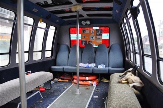 Spills, pillaged life rings, disposable cups, and misplaced viking wear litter the Viking-mobile - a vehicle resuscitated annually in lieu of a ship.