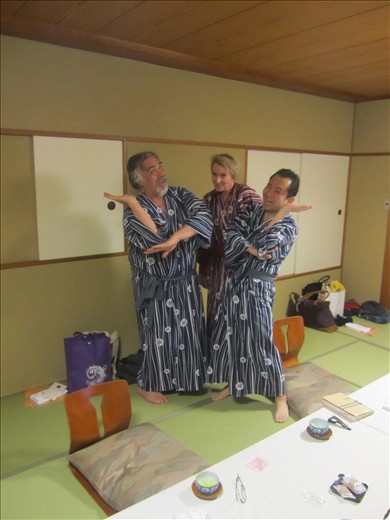 looking Japanesey in our ryokan at Arima