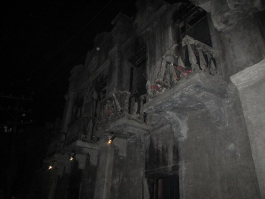 A display in the museum showing the destruction to the city