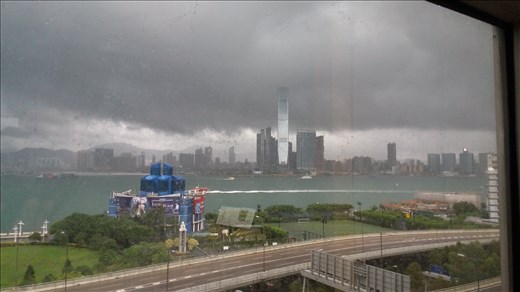 Typhoon hitting the harbour