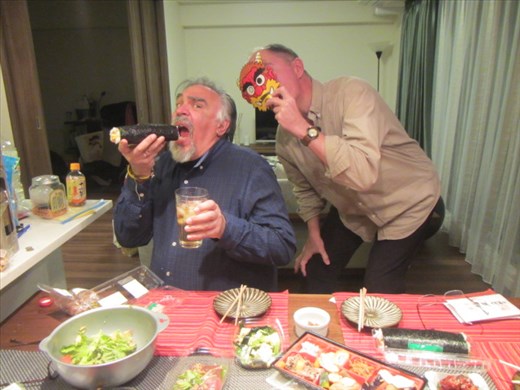 Eating the big sushi roll to fend off Oni