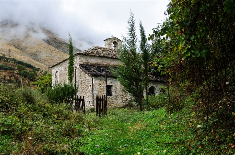 Abandoned orthodox church in a village in the mountains of South Albania.  Times have changed, people have been leaving traditional villages and lifestyle to  work in cities and other neighbouring countries hoping for better income.