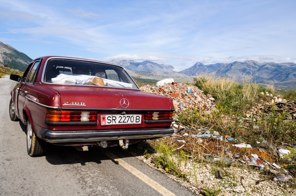 Heading north by the coastal road from Saranda. The wonderful scenery is disturbed all the way long by rubble from ongoing constructions. 