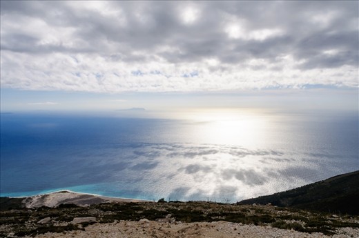 View from Llogara Pass at the coastal road.  The vast natural beauty of Albania should be preserved and shows the country's untapped possibilities.