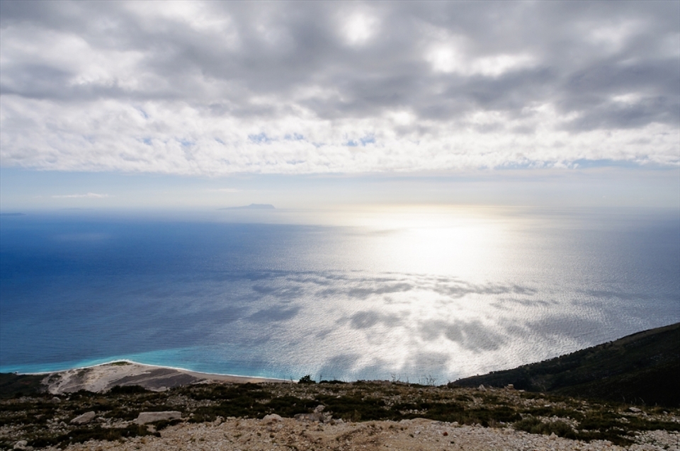 View from Llogara Pass at the coastal road.  The vast natural beauty of Albania should be preserved and shows the country's untapped possibilities.