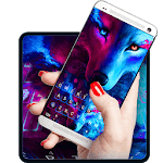 Blue Ice Fire Wolf Keyboard Theme for PC