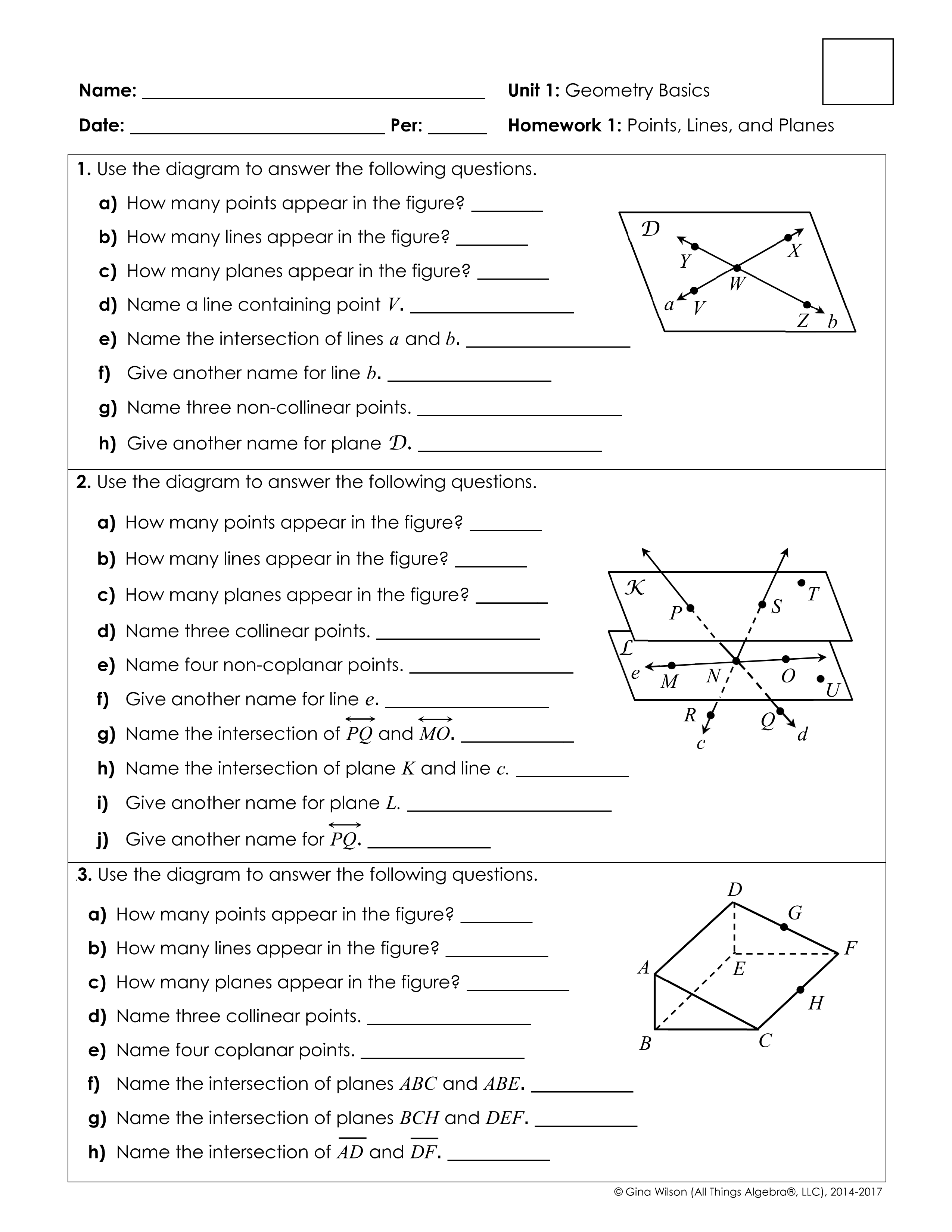 1 1 Naming Points Lines Planes And Angles Karlee Pins Library